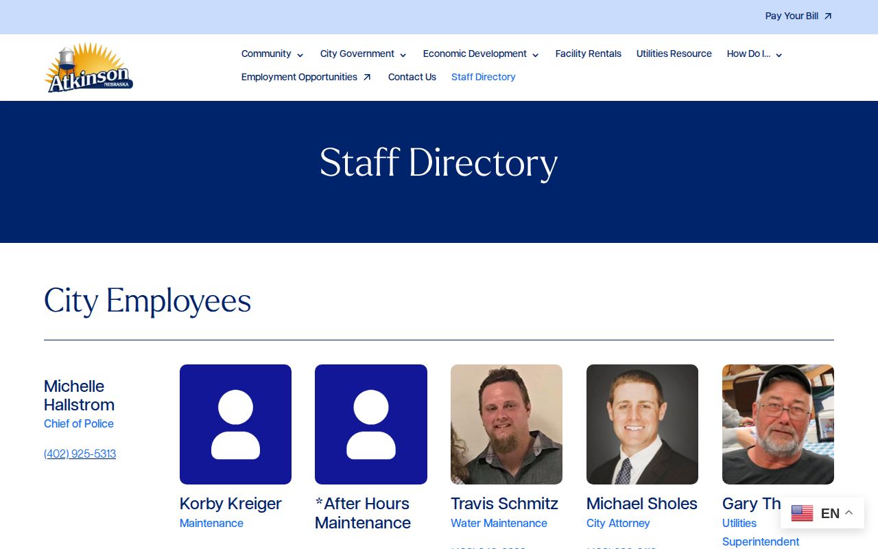 Holt County Atkinson Police Department staff-directory record source